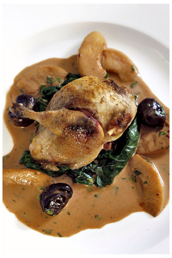 Roast Partridge with Apples, Chestnuts and Cider Recipe Featured Image - Full Image