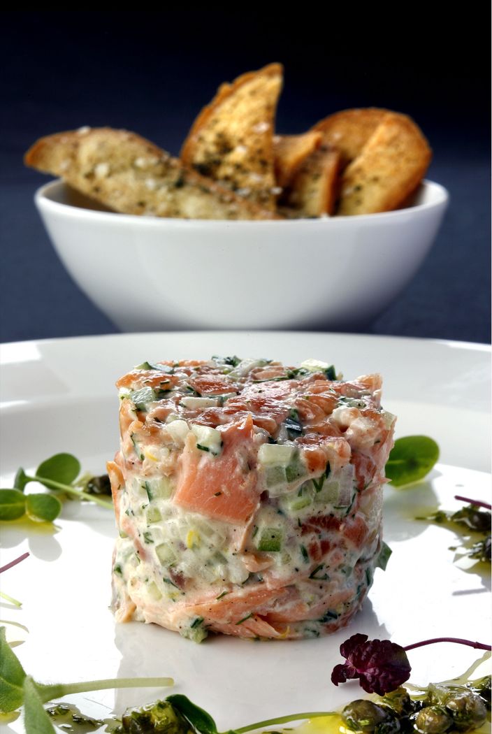 Rillette of Smoked, Poached and Hot Smoked Salmon Recipe Featured Image - Full Image