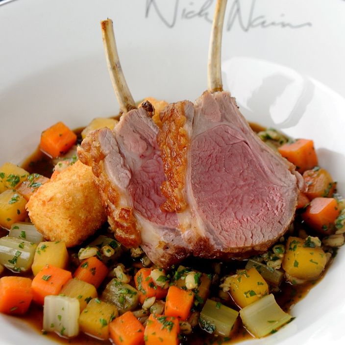 Lamb Cutlets with a Lamb Rissole &#038; Scotch Broth Stew Featured Image - Full Image